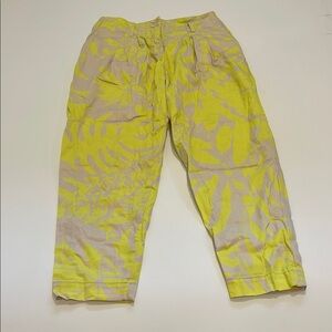 Chances Yellow Leaf Print Pants
